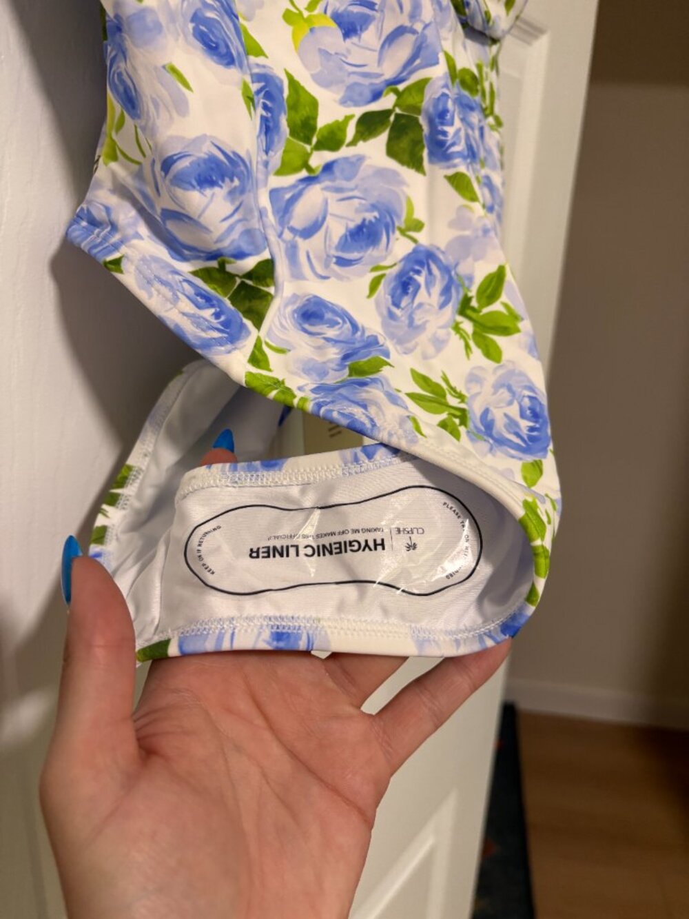 Blue Floral Underwire One-Piece Swimsuit | Blue and White Floral NWT (XL) - Picture 8 of 12